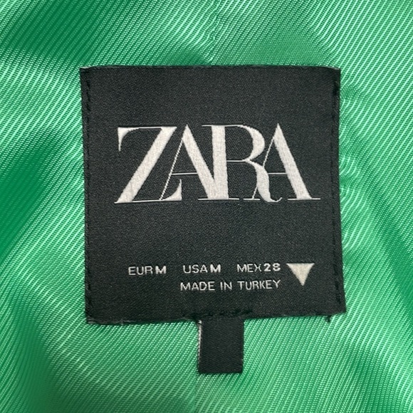 Zara Satin Effect Straight Cut Single Breasted Boyfriend Blazer Kelly Green Med - Picture 10 of 12